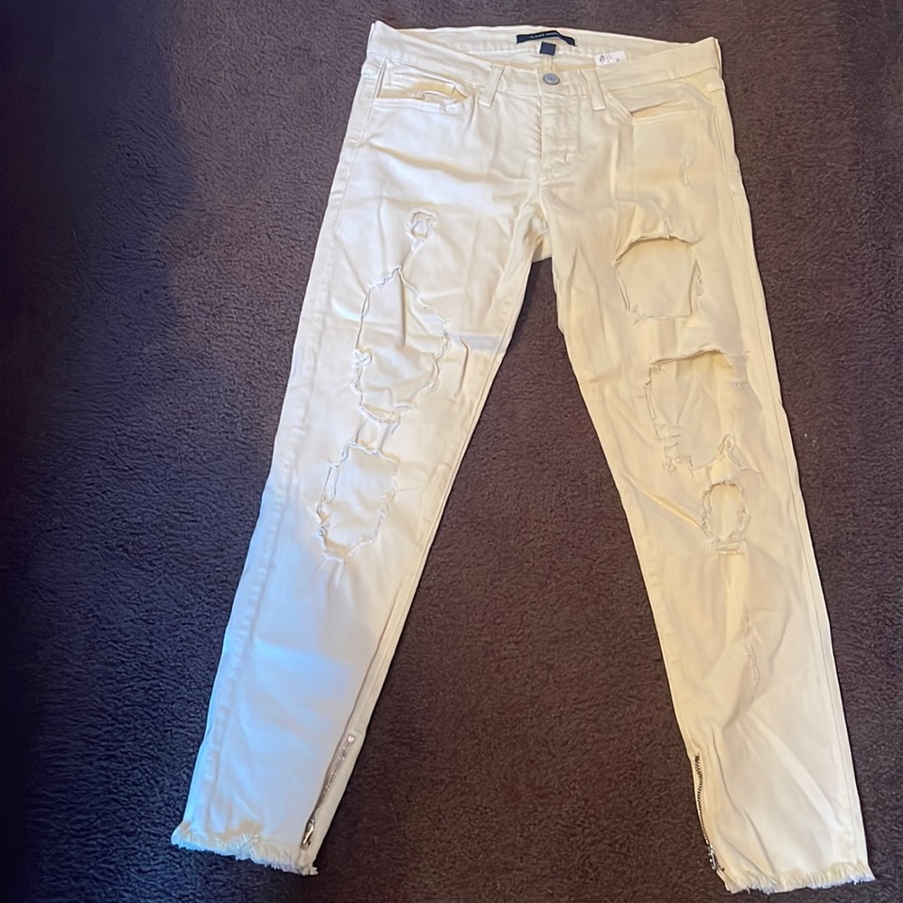 Flying monkey muted yellow ripped jeans